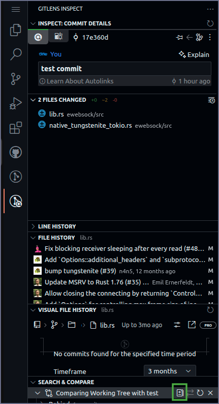 Screenshot of button to show all changes